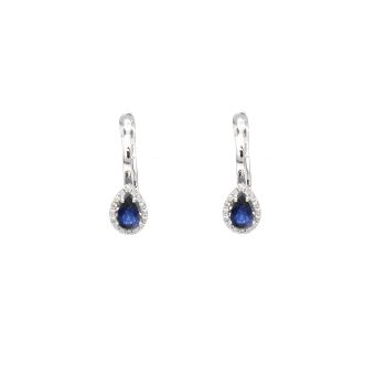 White gold earrings with diamonds 0.12 ct and sapphyre 0.64 ct