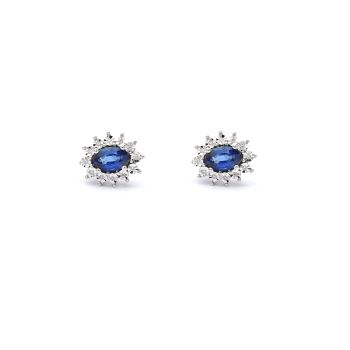 White gold earrings with diamonds 0.24 ct and sapphyre 1.08 ct