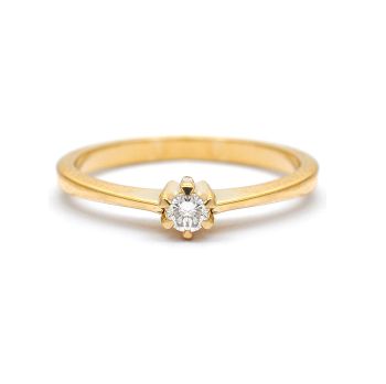 Годежен пръстен от 14K жълто злато с диамант 0.08 ct