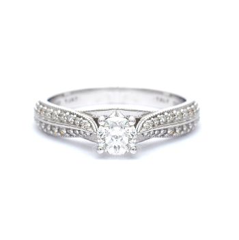 Годежен пръстен от бяло злато с диаманти 0.56 ct