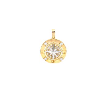 Yellow and white  gold pendant with zircons