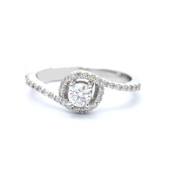 Годежен пръстен от бяло злато с диаманти 0.38 ct