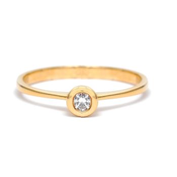 Годежен пръстен от 14K жълто злато с диамант 0.09 ct
