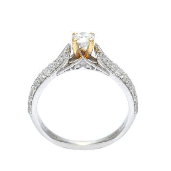 Inel de logodna din aur alb și galben de 14K cu diamant de 0.55 ct