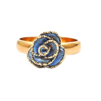 Yellow and blue gold  flower ring