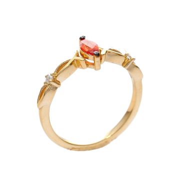 Yellow gold ring with diamonds 0.05 ct and colored sapphyre 0.26 ct