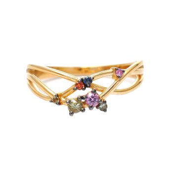 Yellow gold ring with colored sapphyre 0.18 ct