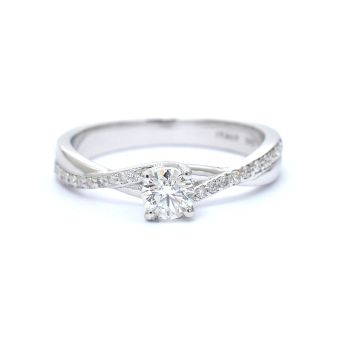 Годежен пръстен от 14К бяло злато с диаманти 0.31 ct