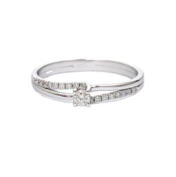 Годежен пръстен от 14К бяло злато с диаманти 0.13 ct