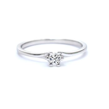 Годежен пръстен от бяло злато с диамант 0.11 ct