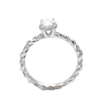 Годежен пръстен от 14К бяло злато с диаманти 0.64 ct