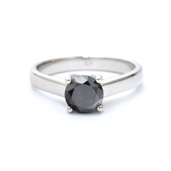 White gold engagement ring with black diamond 1.20 ct