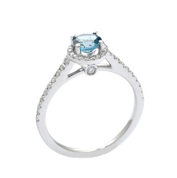 Inel din aur alb cu diamante 0.25 ct și topaz albastru 0.63 ct
