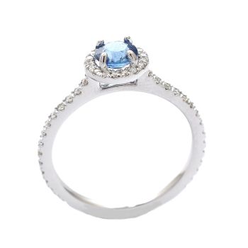 Inel din aur alb cu diamante 0.31 ct și topaz albastru 0.64 ct