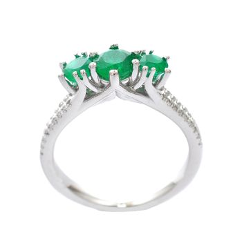 White gold ring with diamond 0.15 ct and emerald 0.94 ct