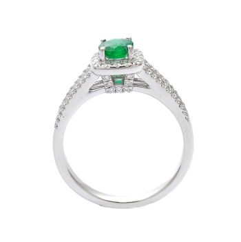 White gold ring with diamond 0.34 ct and emerald 0.41 ct