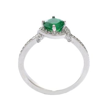 White gold ring with diamond 0.25 ct and emerald 0.60 ct