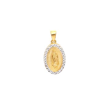 Медальон богородица от 14К жълто и бяло злато 