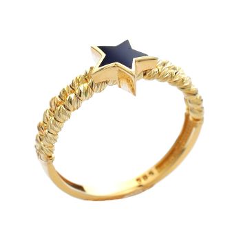 Yellow gold  ring with enamel