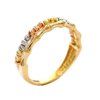 Yellow, white and rose gold ring