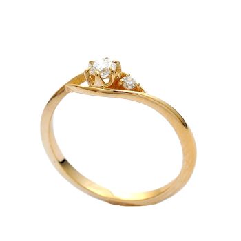 Годежен пръстен от 14K жълто злато с диаманти 0.17 ct
