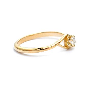 Inel de logodna din aur  galben de 14K cu diamant de 0.17 ct