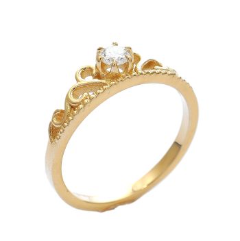 Годежен пръстен от 14K жълто злато с диамант 0.15 ct