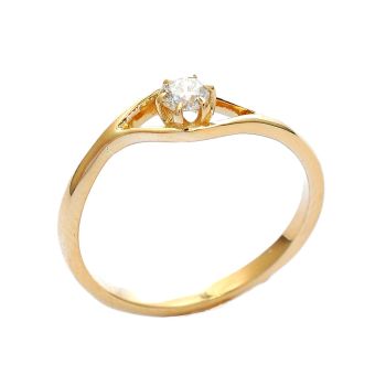Pierścionek zaręczynowy z 14-karatowego żółtego złota naturalnym diamentem 0.16 ct.