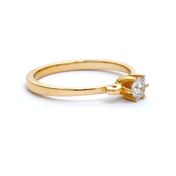 Pierścionek zaręczynowy z 14-karatowego żółtego złota naturalnym diamentem 0.18 ct.
