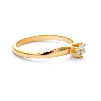 Годежен пръстен от 14K жълто злато с диамант 0.19 ct