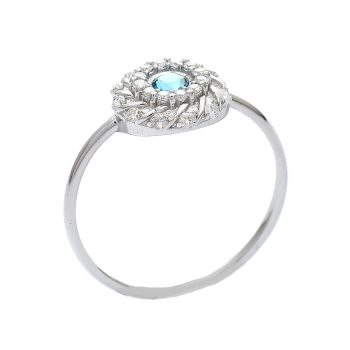 Inel din aur alb cu diamante 0.24 ct și topaz albastru 0,13 ct