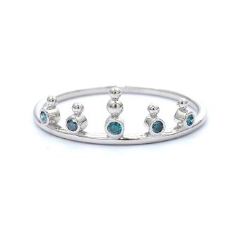 White gold ring with blue diamonds 0.10 ct