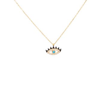 Yellow gold necklace with onyx and zircons