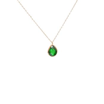 Yellow gold necklace with green agate