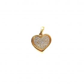Медальон сърце от 14К жълто злато с циркони